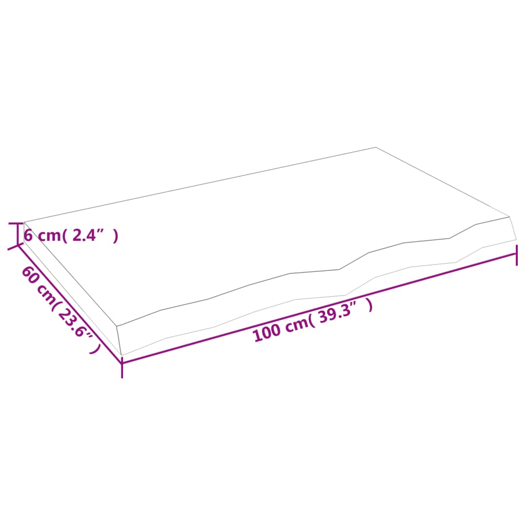 kezeletlen tömör fa fürdőszobai pult 100x60x(2-6) cm