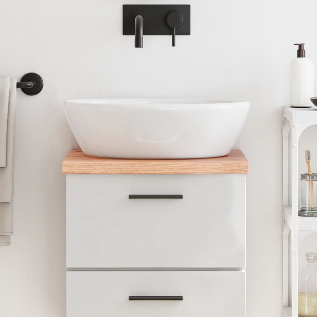 világosbarna kezelt tömör fa fürdőszobai pult 40x30x(2-4) cm