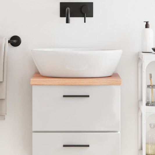 világosbarna kezelt tömör fa fürdőszobai pult 40x30x(2-4) cm