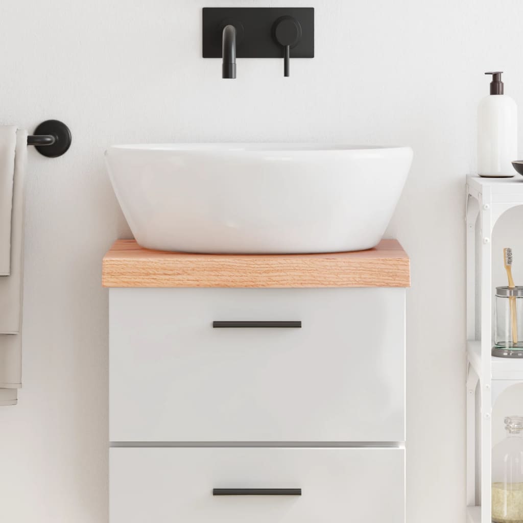világosbarna kezelt tömör fa fürdőszobai pult 40x30x(2-6) cm