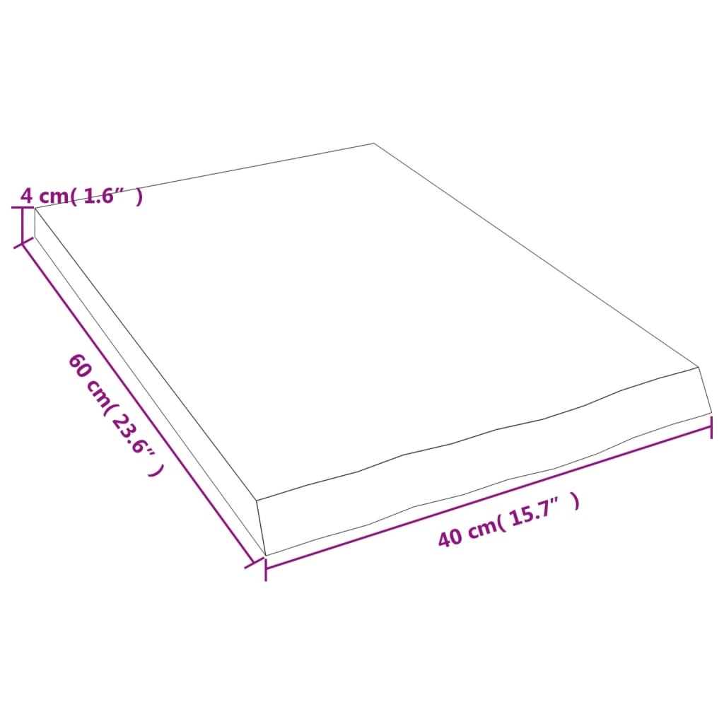 világosbarna kezelt tömör fa fürdőszobai pult 40x60x(2-4) cm