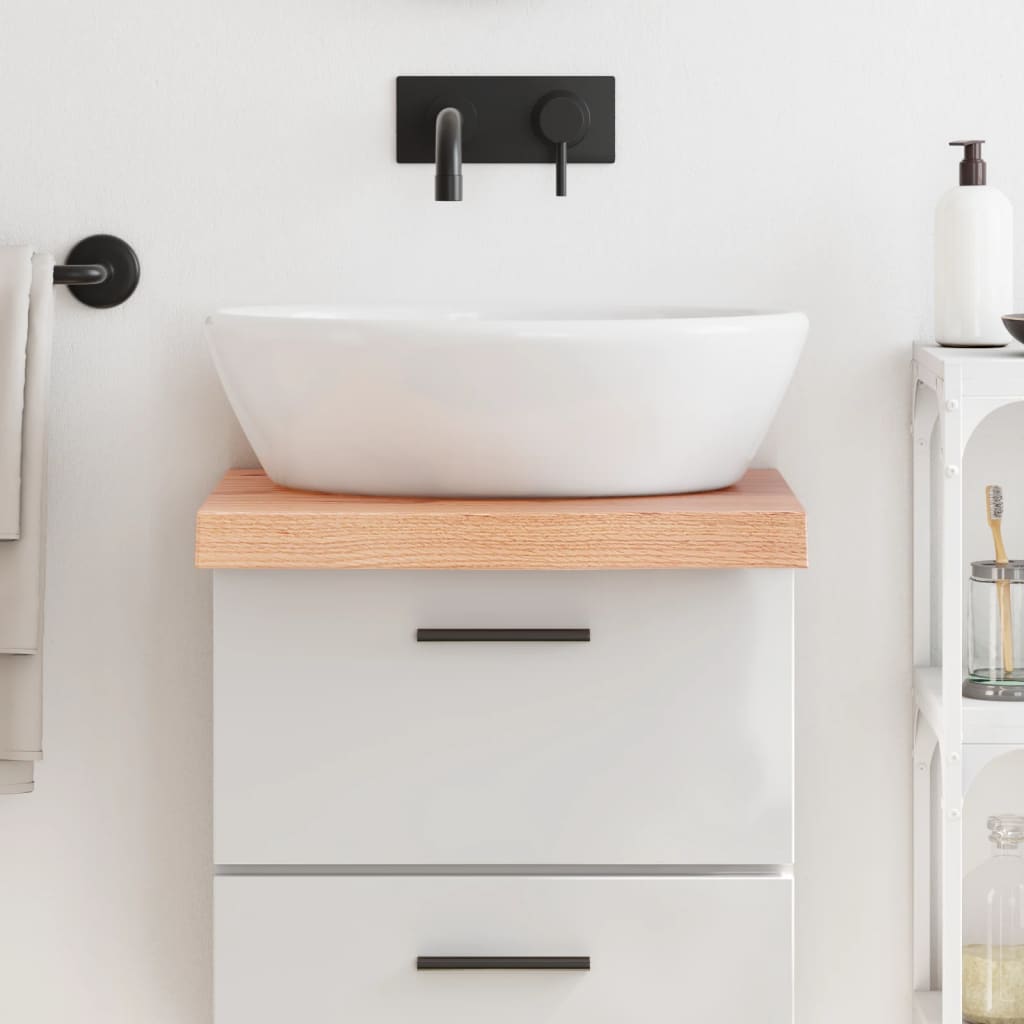 világosbarna kezelt tömör fa fürdőszobai pult 40x60x(2-6) cm