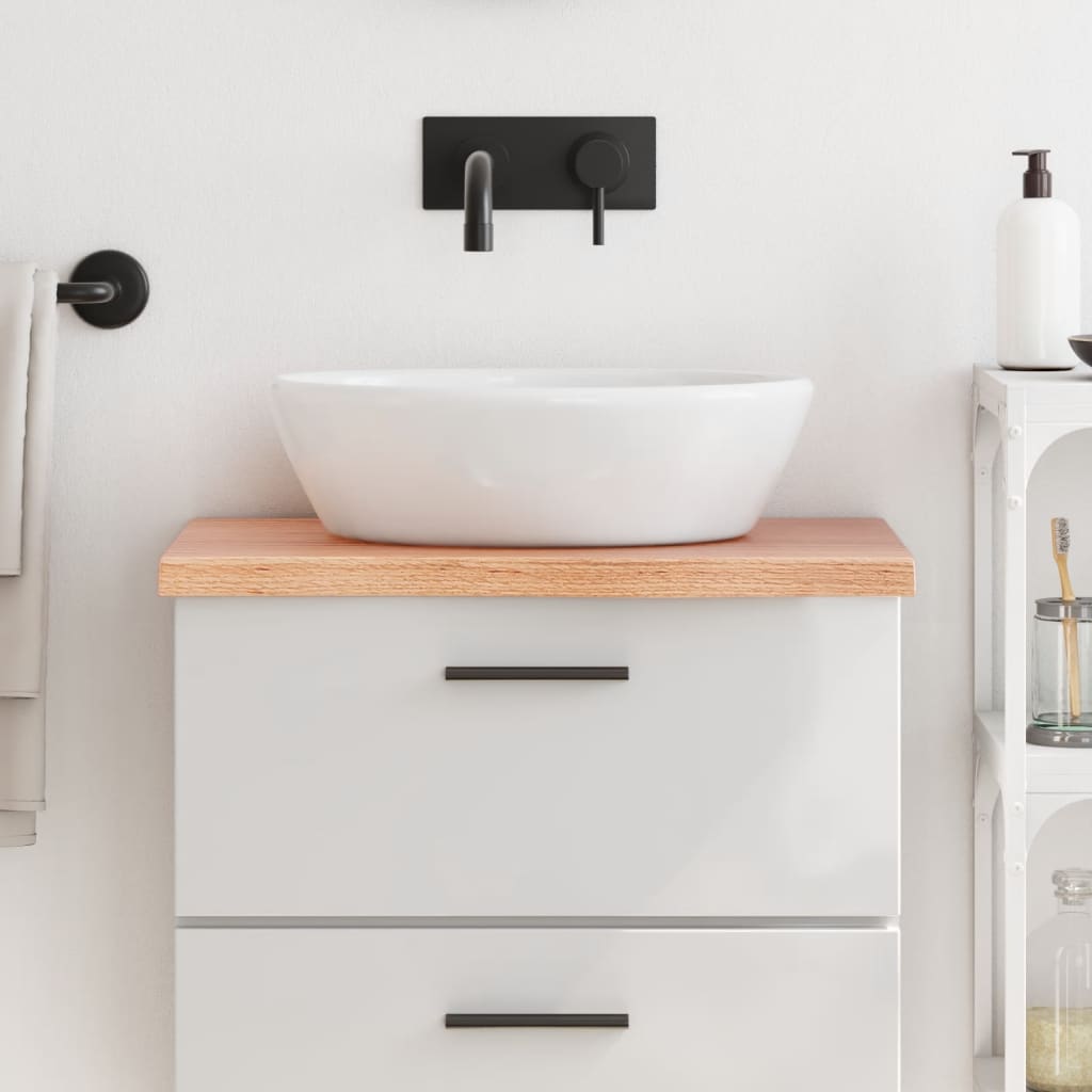világosbarna kezelt tömör fa fürdőszobai pult 60x30x(2-4) cm