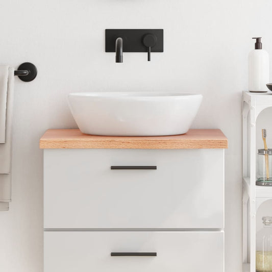 világosbarna kezelt tömör fa fürdőszobai pult 60x30x(2-4) cm