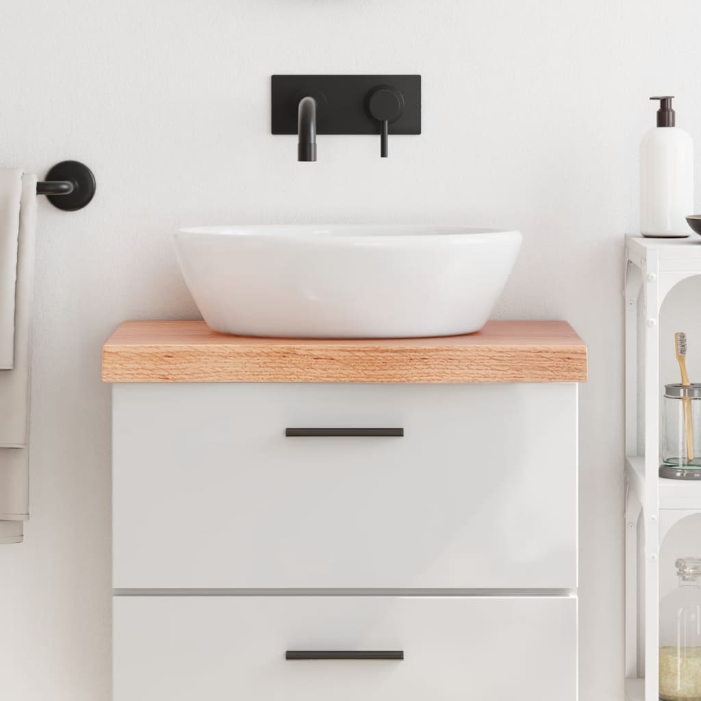 világosbarna kezelt tömör fa fürdőszobai pult 60x30x(2-6) cm