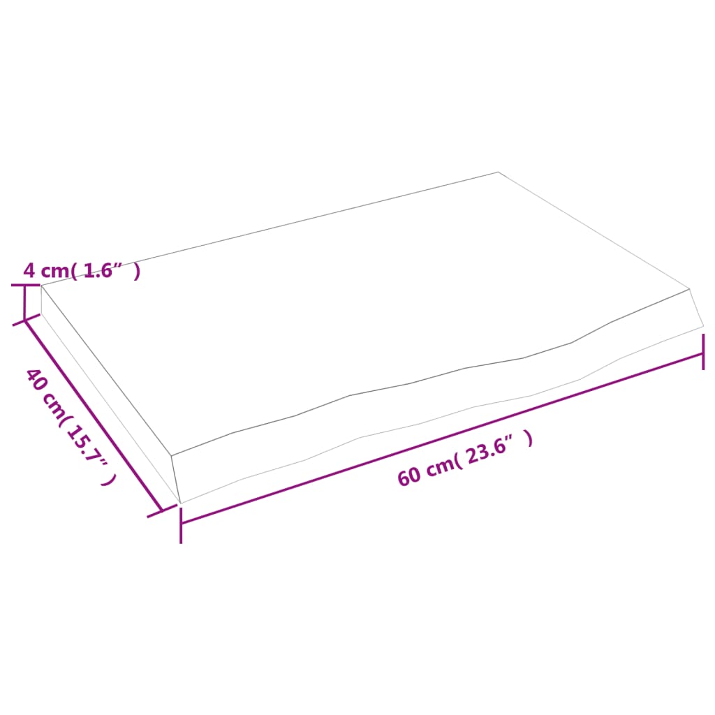 világosbarna kezelt tömör fa fürdőszobai pult 60x40x(2-4) cm
