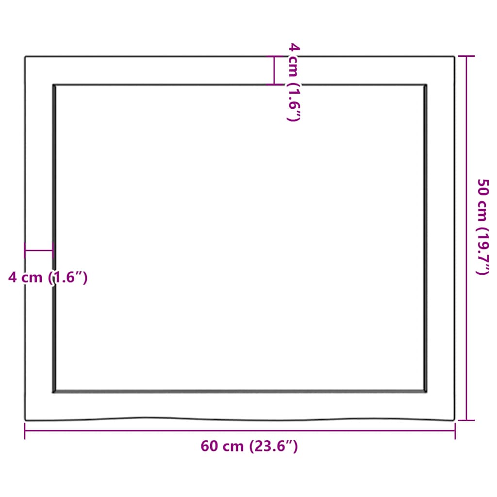 világosbarna kezelt tömör fa fürdőszobai pult 60x50x(2-4) cm