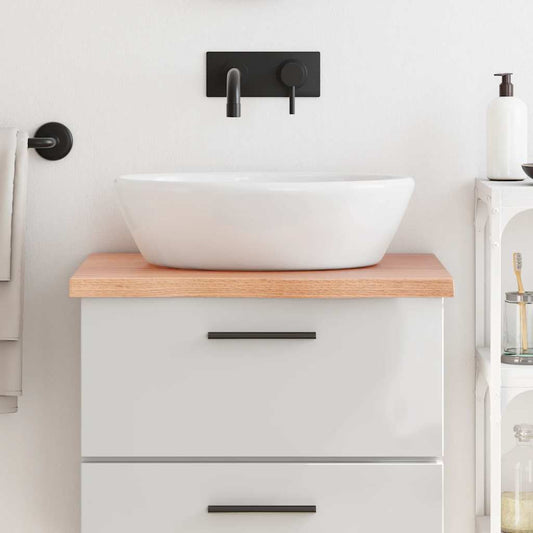 világosbarna kezelt tömör fa fürdőszobai pult 60x50x(2-4) cm