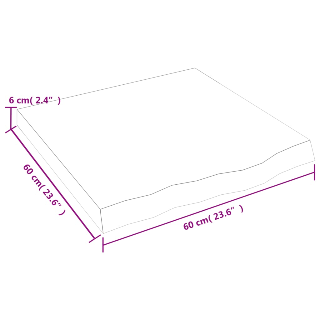 világosbarna kezelt tömör fa fürdőszobai pult 60x60x(2-6) cm
