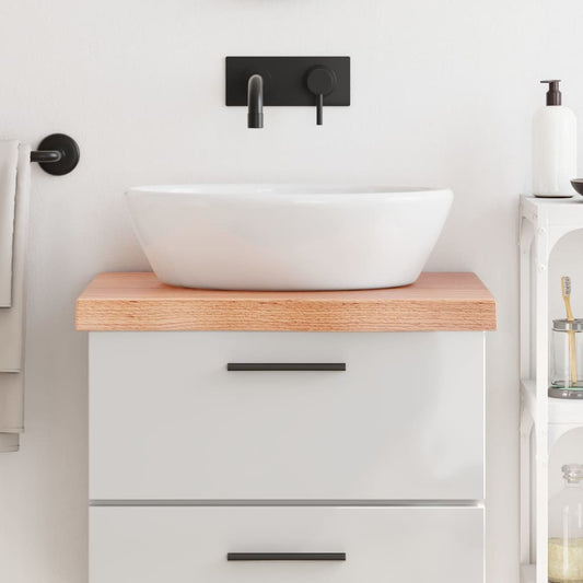 világosbarna kezelt tömör fa fürdőszobai pult 60x60x(2-6) cm