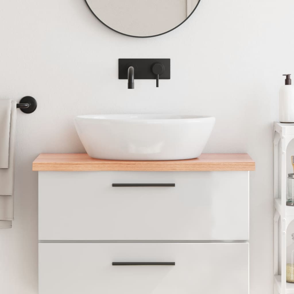 világosbarna kezelt tömör fa fürdőszobai pult 80x30x(2-4) cm