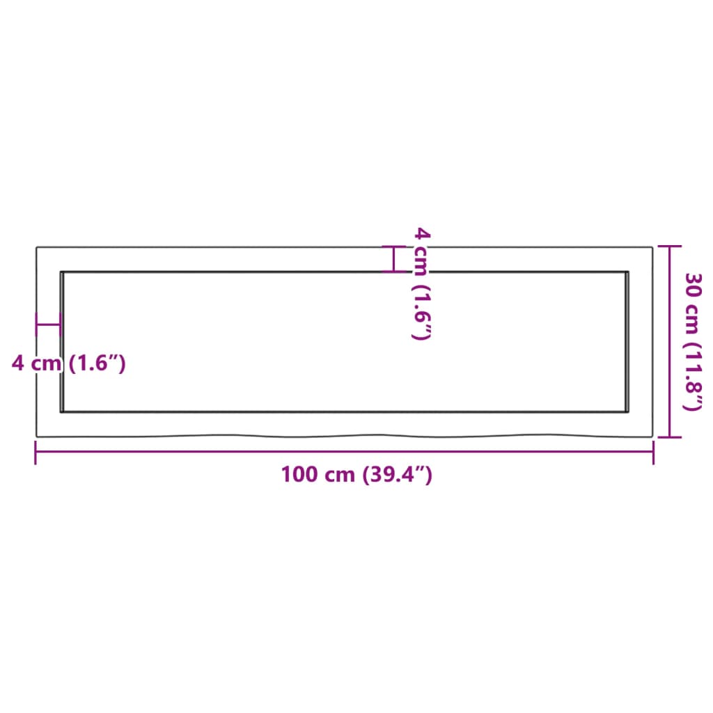 világosbarna kezelt tömör fa fürdőszobai pult 100x30x(2-6) cm