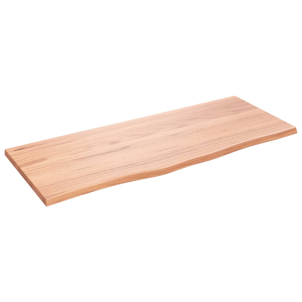 világosbarna kezelt tömör fa fürdőszobai pult 100x40x2 cm
