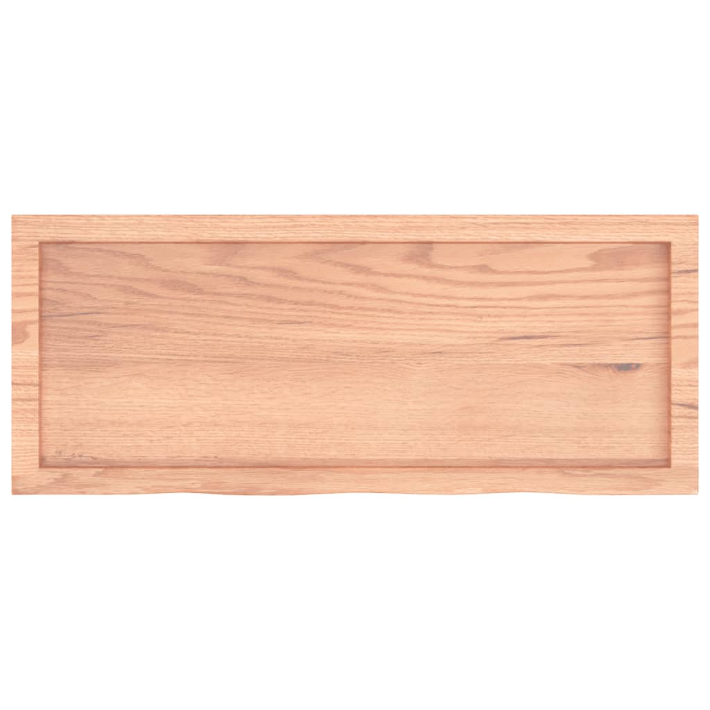 világosbarna kezelt tömör fa fürdőszobai pult 100x40x(2-6) cm
