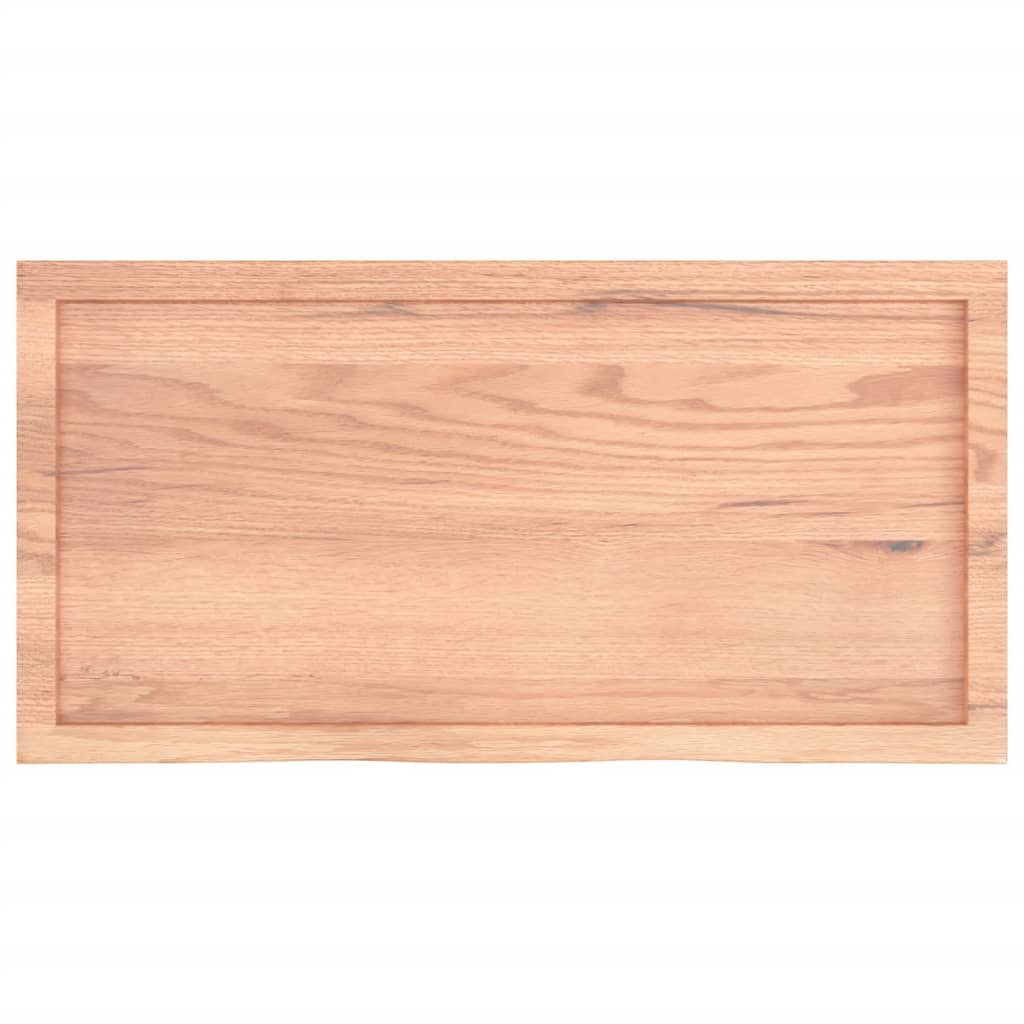 világosbarna kezelt tömör fa fürdőszobai pult 100x50x(2-4) cm