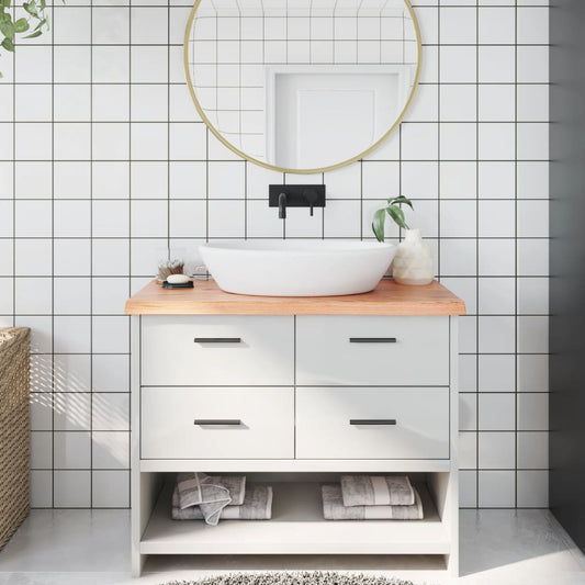 világosbarna kezelt tömör fa fürdőszobai pult 100x50x(2-4) cm
