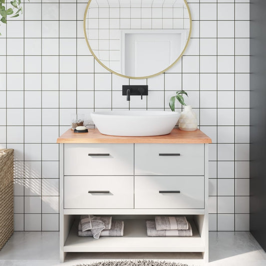 világosbarna kezelt tömör fa fürdőszobai pult 100x60x2 cm