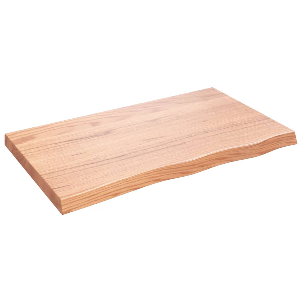 világosbarna kezelt tömör fa fürdőszobai pult 100x60x(2-6) cm