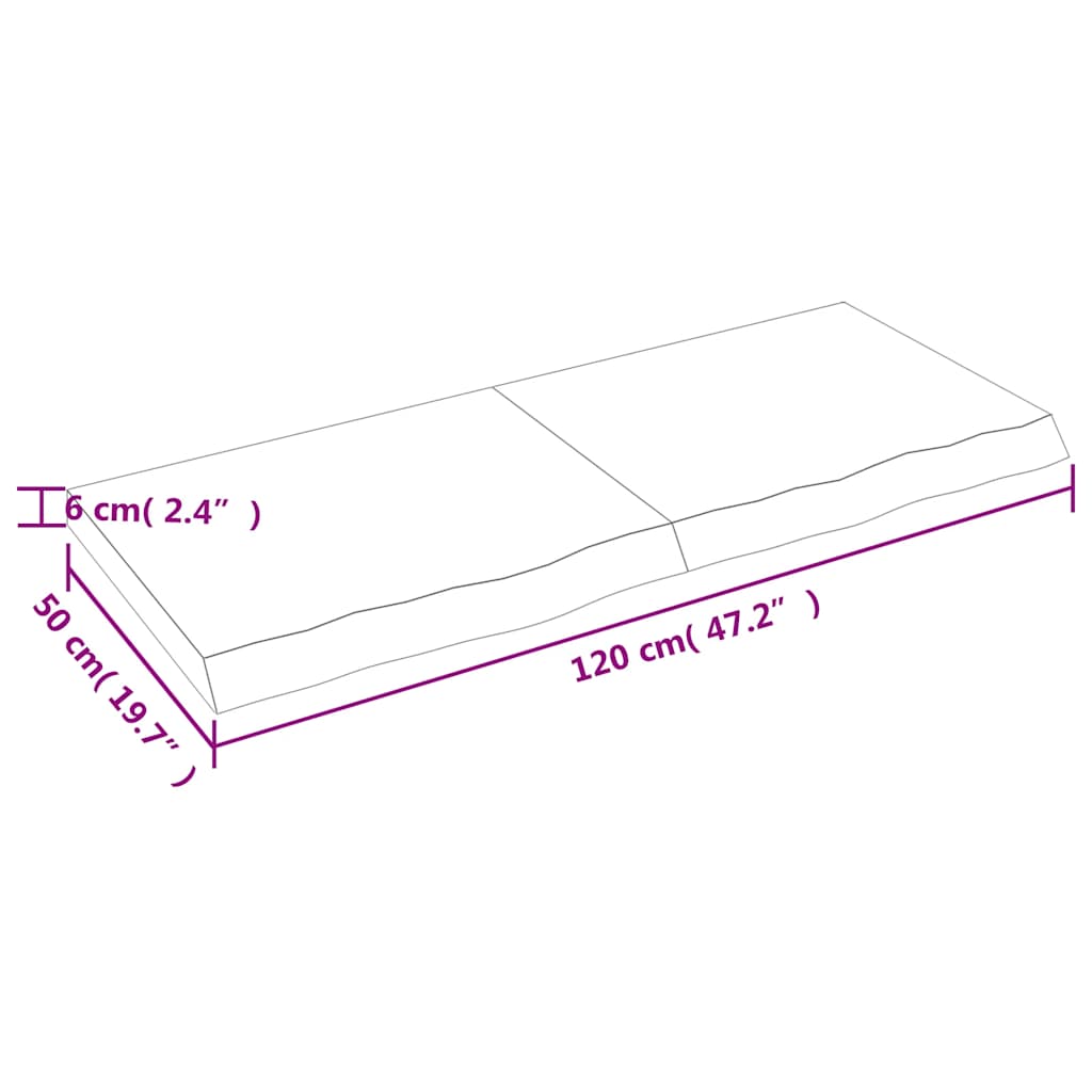 világosbarna kezelt tömör fa fürdőszobai pult 120x50x(2-6) cm