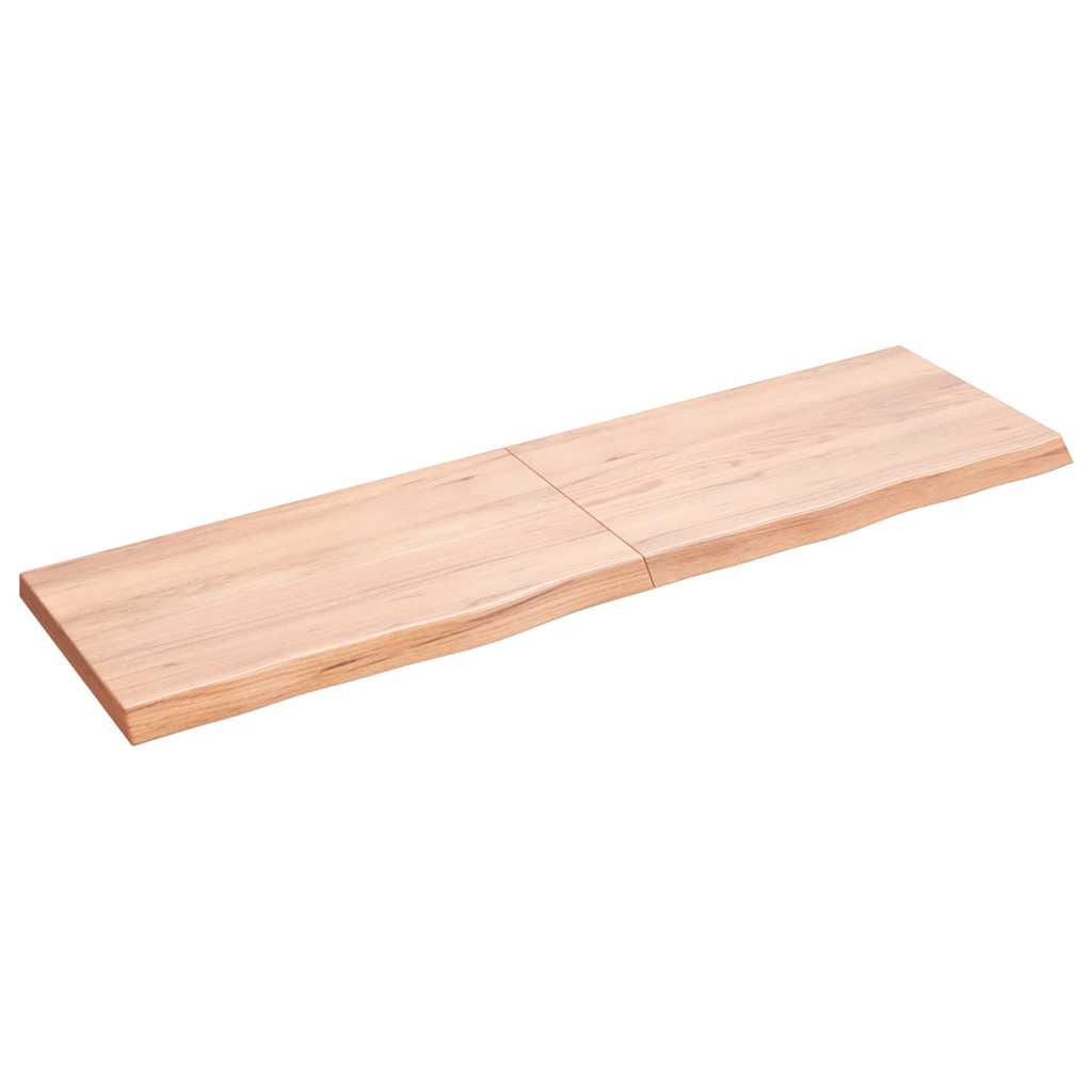 világosbarna kezelt tömör fa fürdőszobai pult 140x40x(2-4) cm