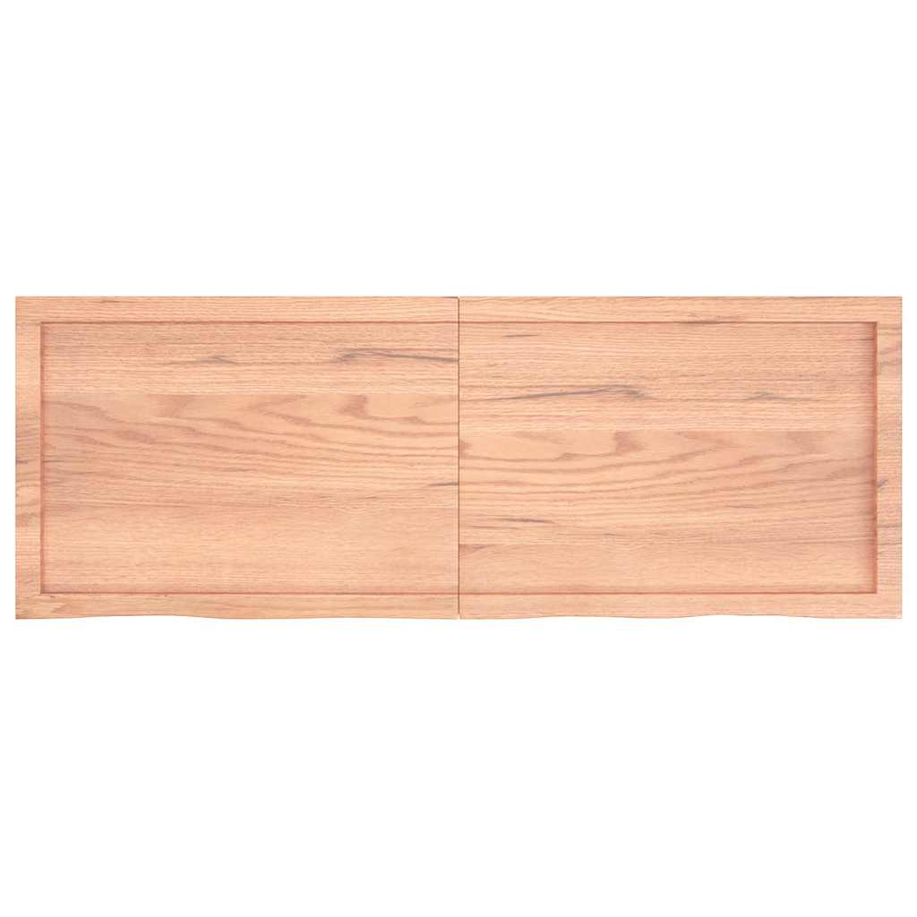 világosbarna kezelt tömör fa fürdőszobai pult 140x50x(2-4) cm