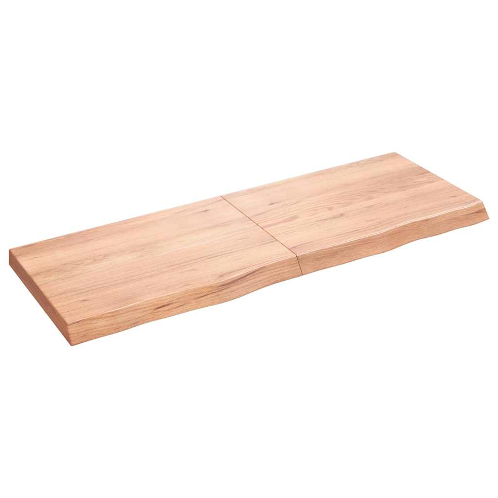 világosbarna kezelt tömör fa fürdőszobai pult 140x50x(2-6) cm