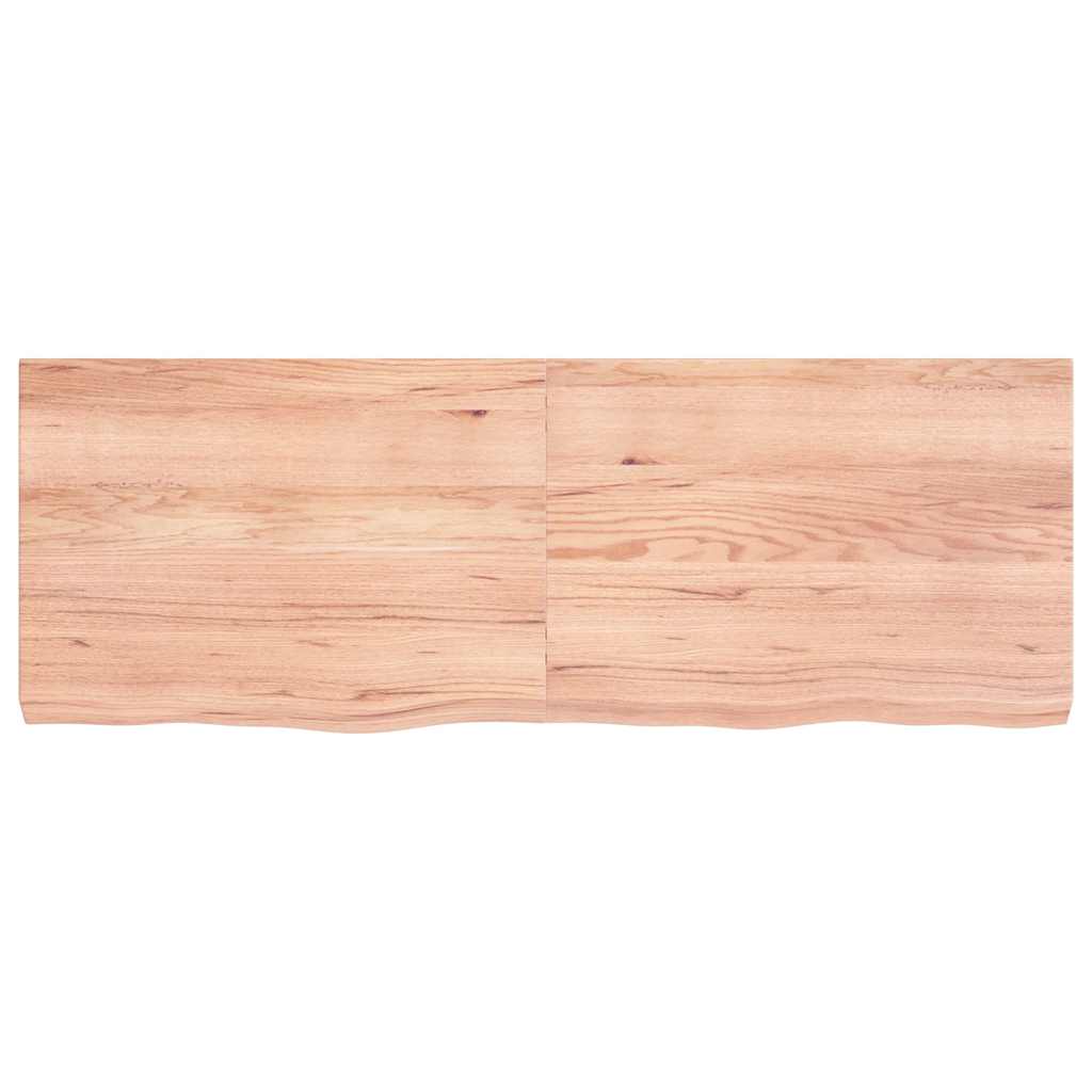 világosbarna kezelt tömör fa fürdőszobai pult 140x50x(2-6) cm