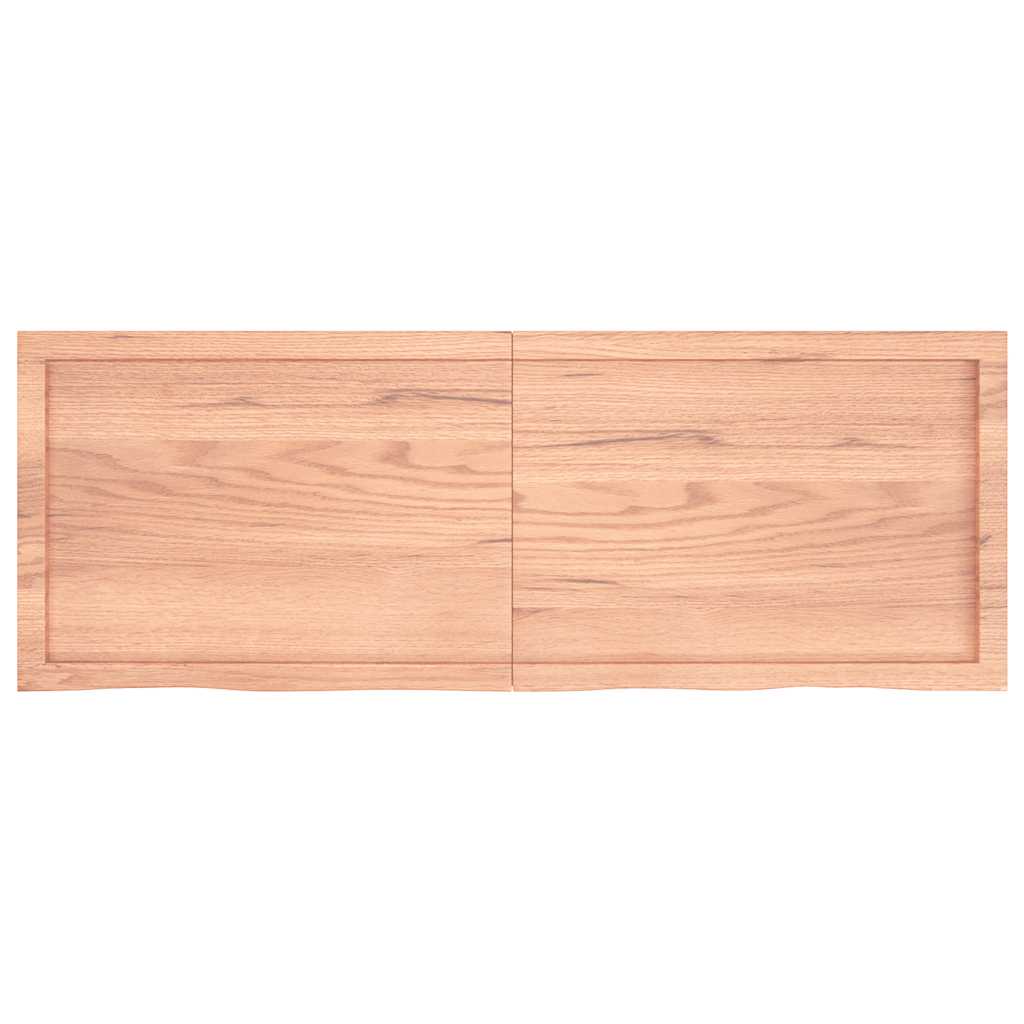 világosbarna kezelt tömör fa fürdőszobai pult 140x50x(2-6) cm