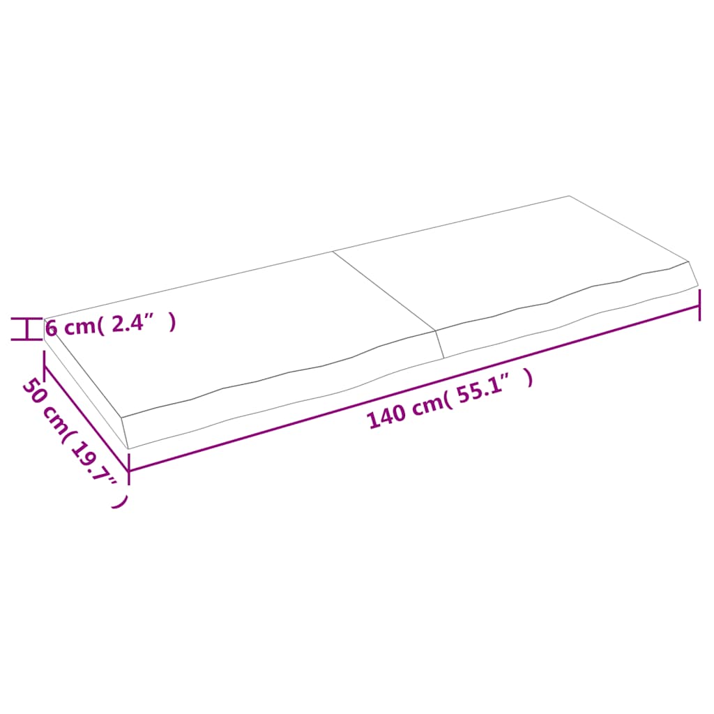 világosbarna kezelt tömör fa fürdőszobai pult 140x50x(2-6) cm