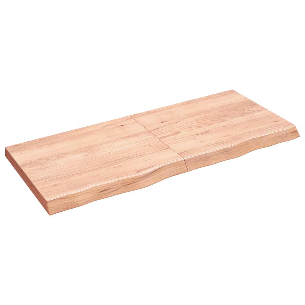 világosbarna kezelt tömör fa fürdőszobai pult 140x60x(2-6) cm