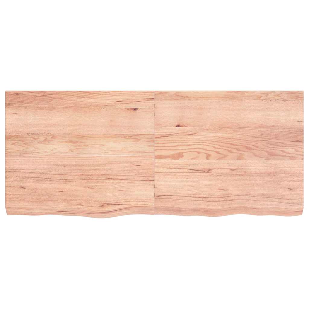 világosbarna kezelt tömör fa fürdőszobai pult 140x60x(2-6) cm
