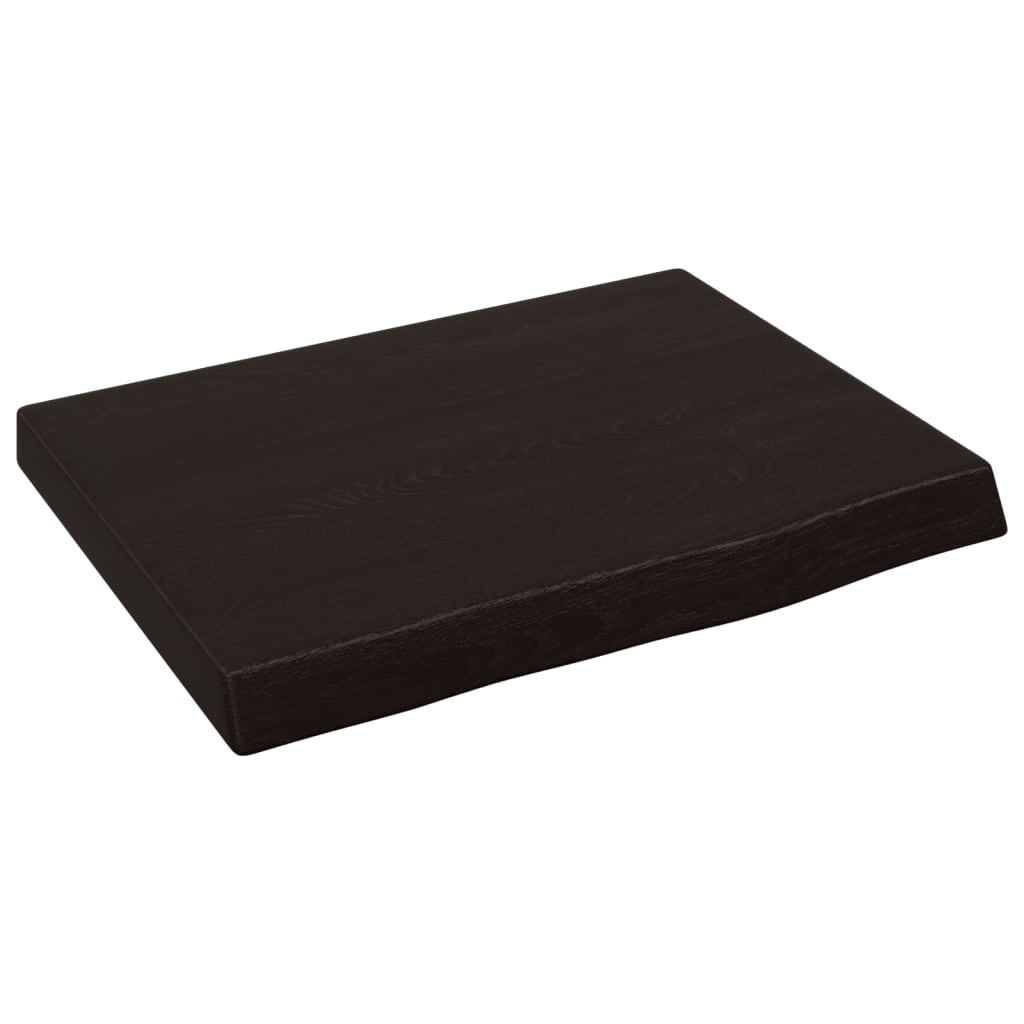 sötétbarna kezelt tömör fa fürdőszobai pult 40x30x(2-4) cm