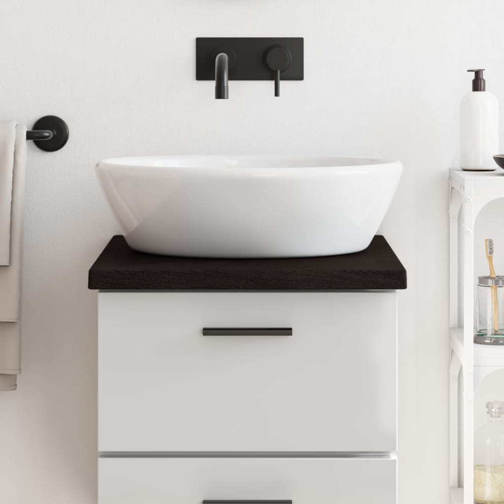sötétbarna kezelt tömör fa fürdőszobai pult 40x60x(2-4) cm