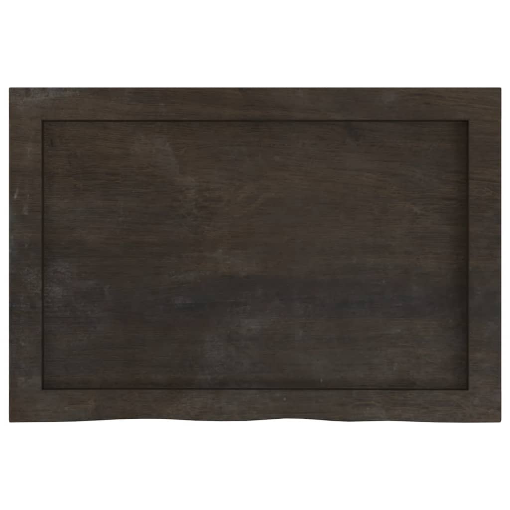 sötétbarna kezelt tömör fa fürdőszobai pult 60x40x(2-4) cm