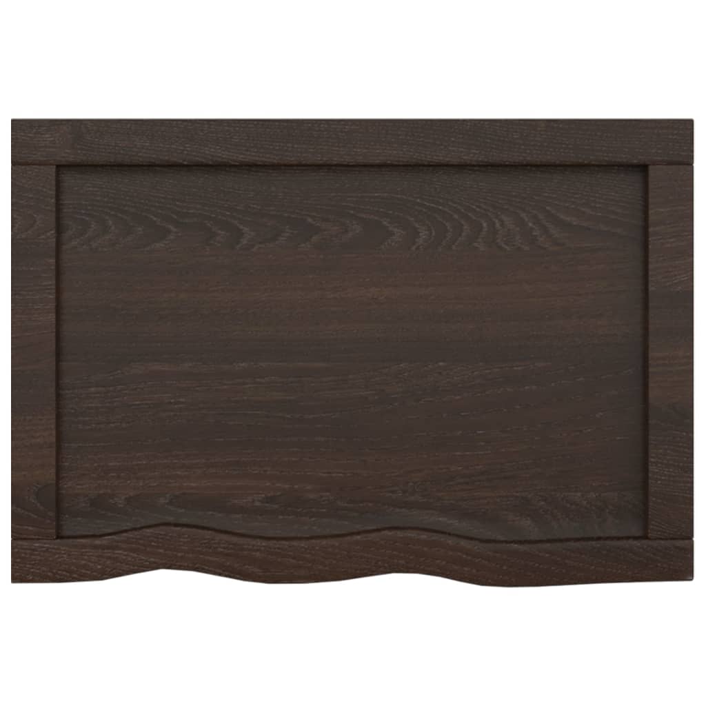 sötétbarna kezelt tömör fa fürdőszobai pult 60x40x(2-4) cm