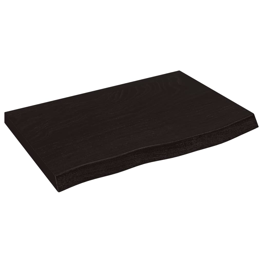 sötétbarna kezelt tömör fa fürdőszobai pult 60x40x(2-6) cm