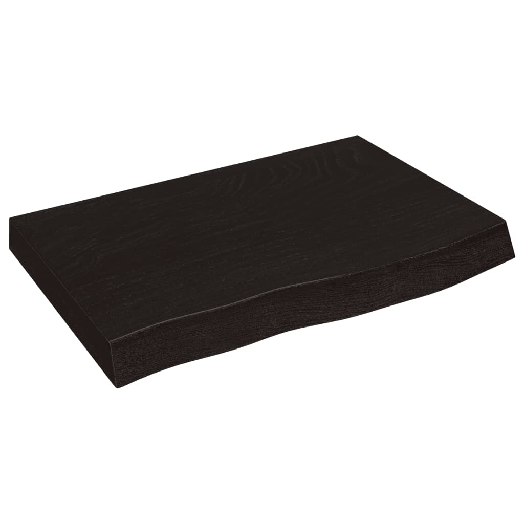 sötétbarna kezelt tömör fa fürdőszobai pult 60x50x(2-4) cm