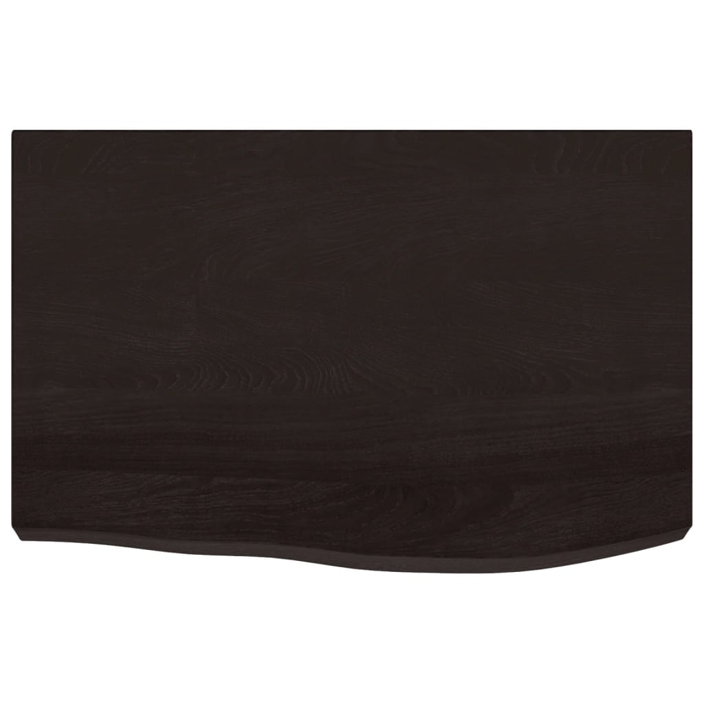 sötétbarna kezelt tömör fa fürdőszobai pult 60x50x(2-4) cm