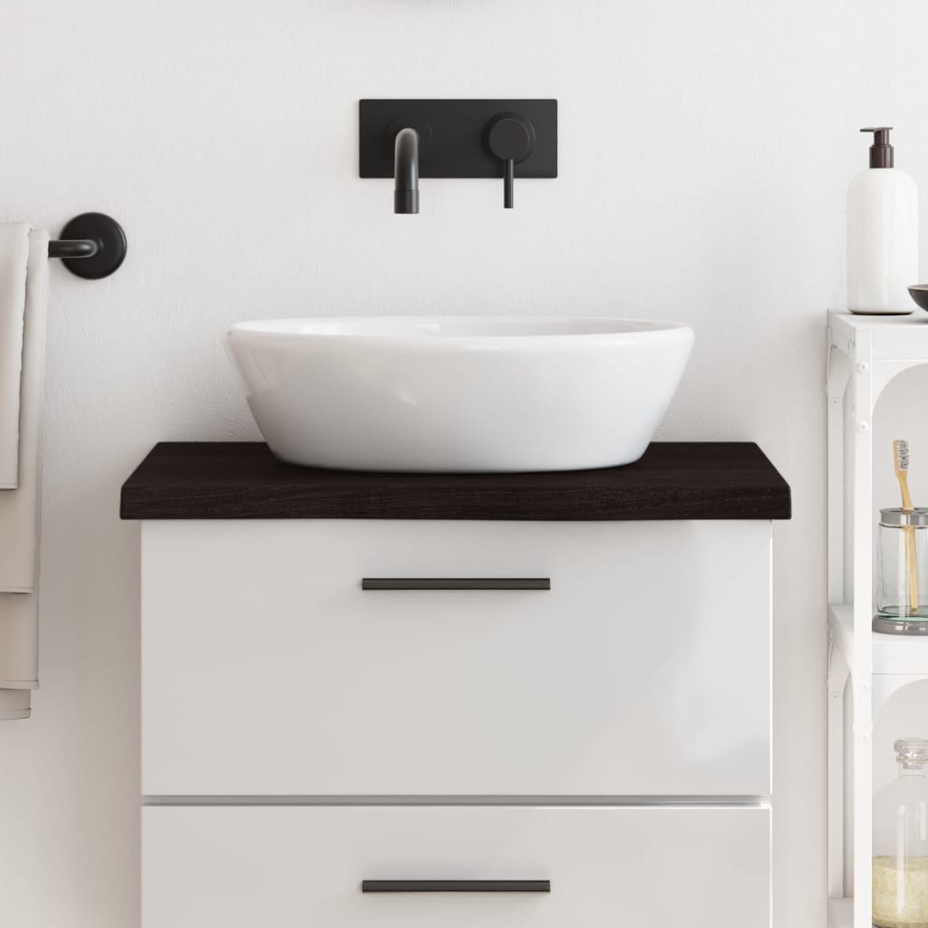 sötétbarna kezelt tömör fa fürdőszobai pult 60x60x(2-4) cm