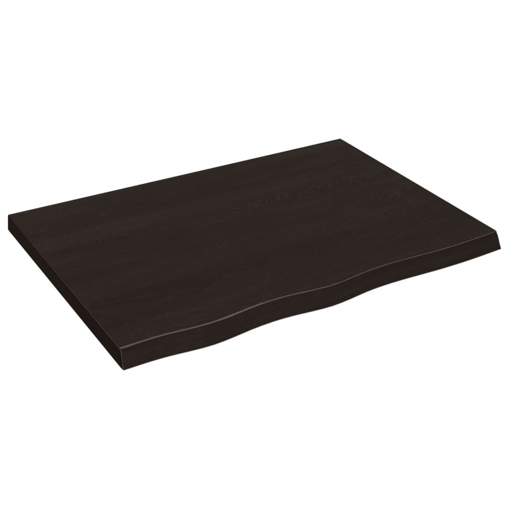 sötétbarna kezelt tömör fa fürdőszobai pult 80x60x(2-4) cm