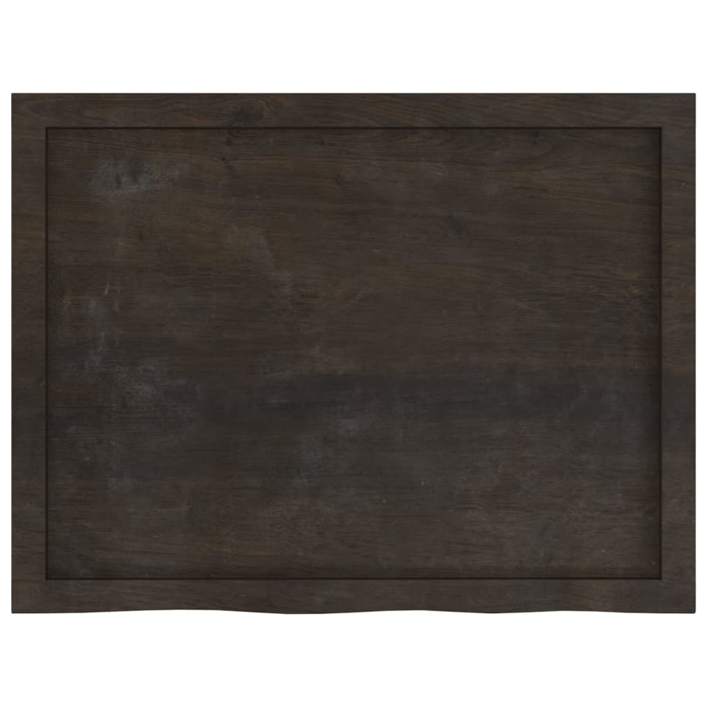 sötétbarna kezelt tömör fa fürdőszobai pult 80x60x(2-4) cm