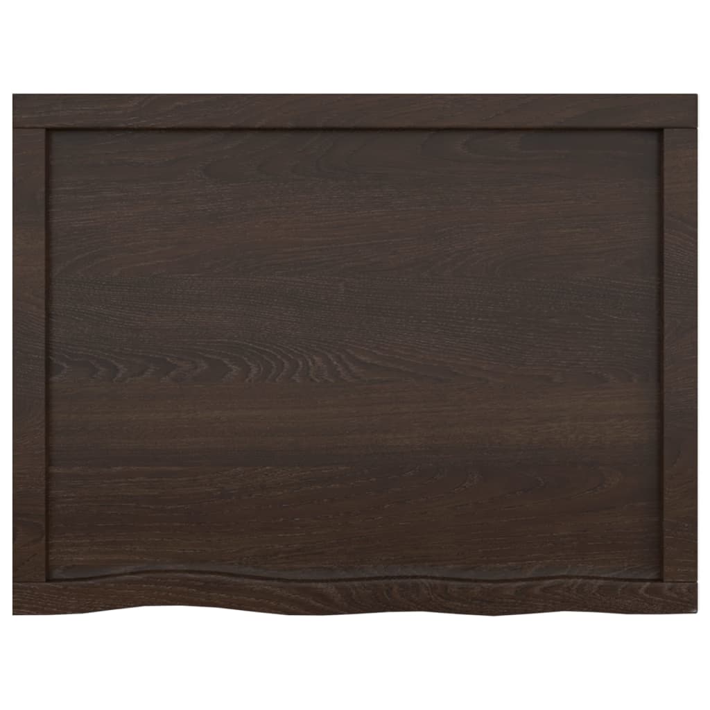 sötétbarna kezelt tömör fa fürdőszobai pult 80x60x(2-6) cm