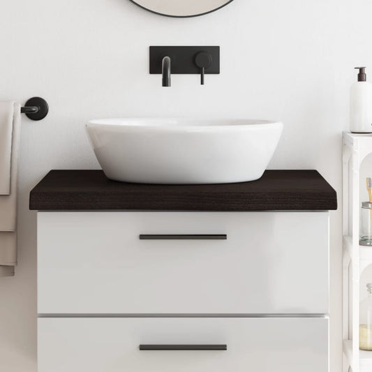 sötétbarna kezelt tömör fa fürdőszobai pult 80x60x(2-6) cm