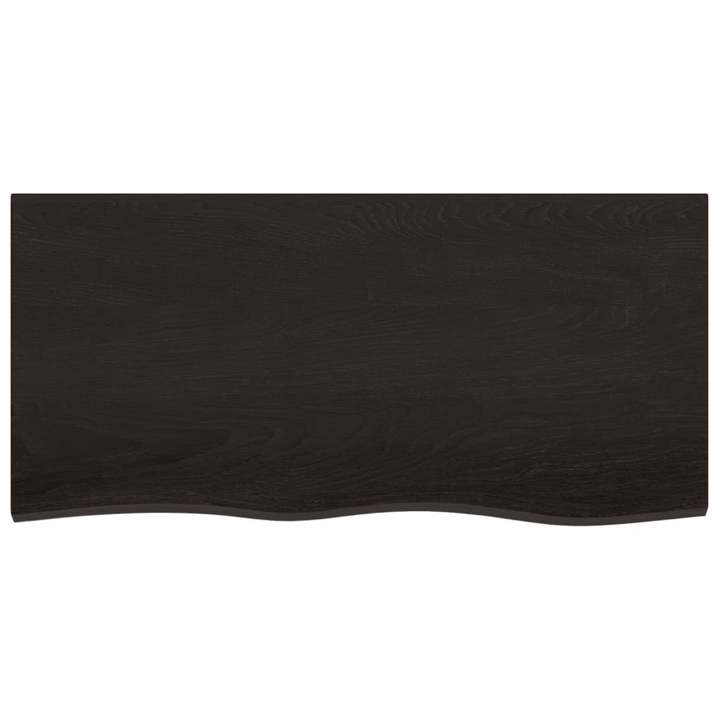 sötétbarna kezelt tömör fa fürdőszobai pult 100x50x(2-4) cm