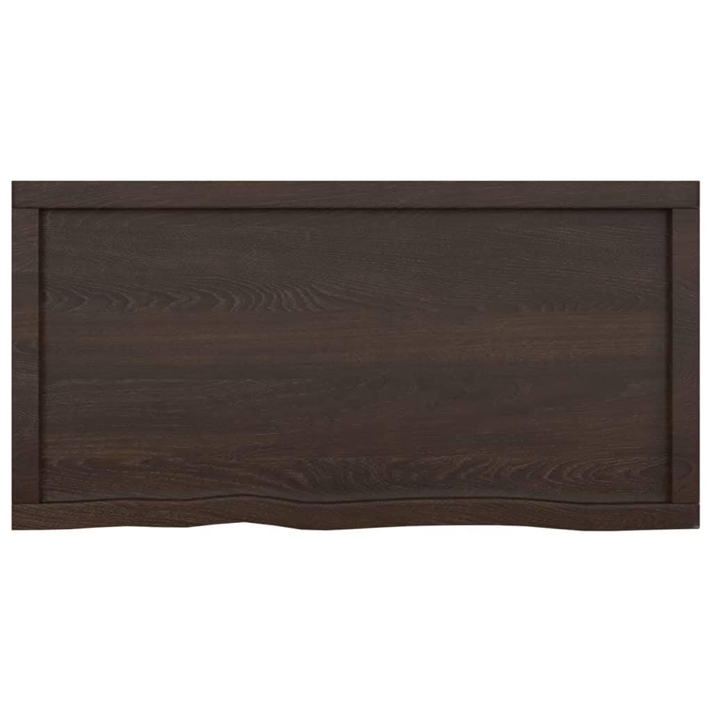 sötétbarna kezelt tömör fa fürdőszobai pult 100x50x(2-4) cm