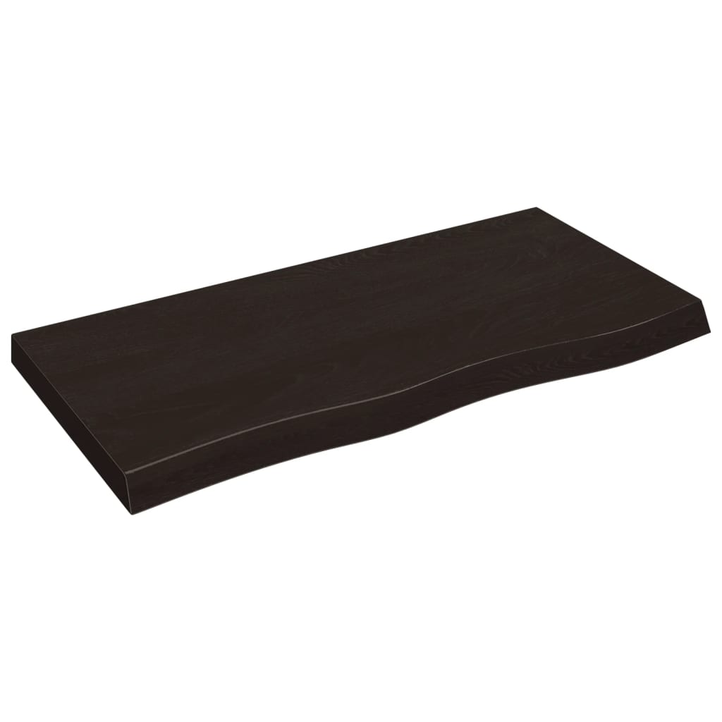sötétbarna kezelt tömör fa fürdőszobai pult 100x50x(2-6) cm