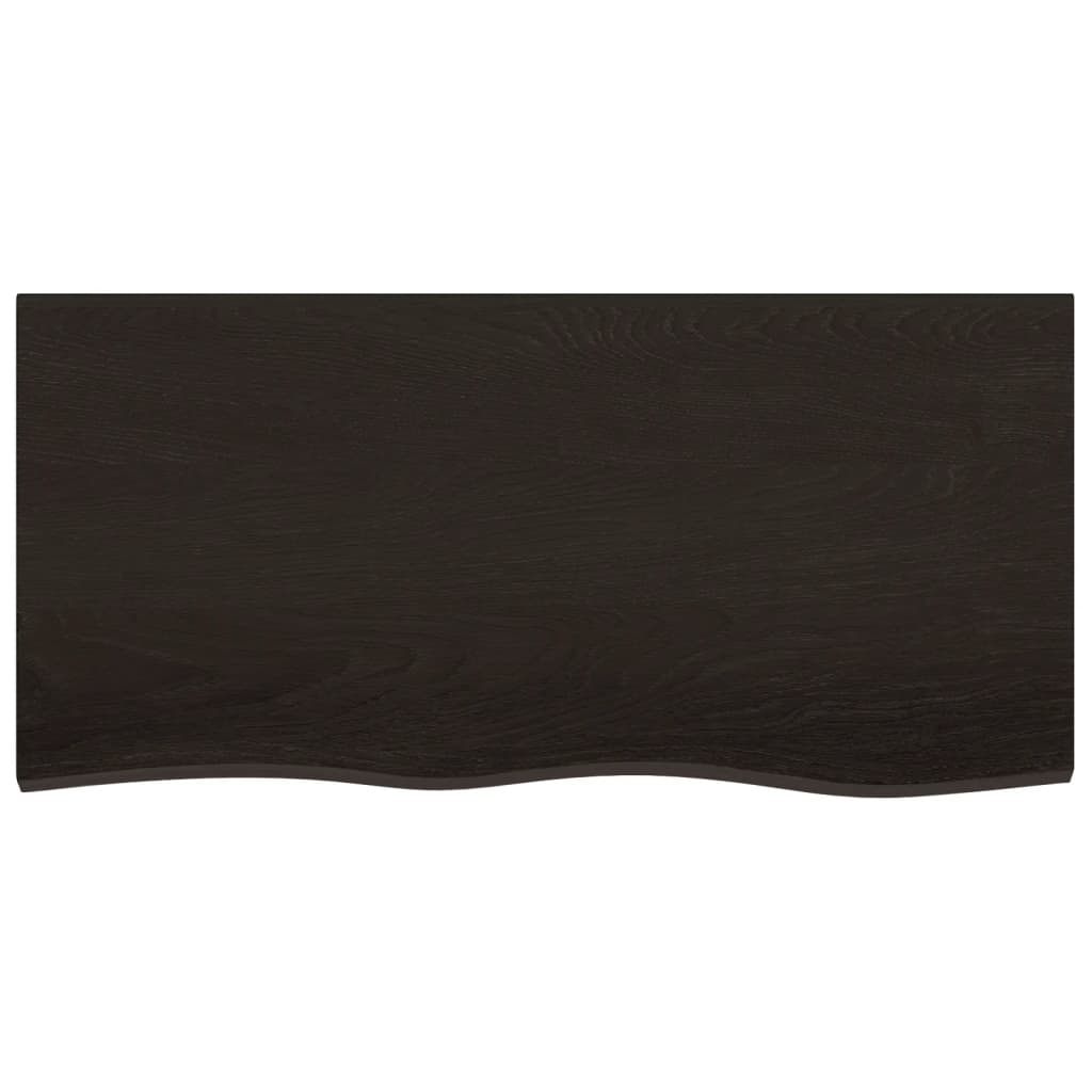 sötétbarna kezelt tömör fa fürdőszobai pult 100x50x(2-6) cm