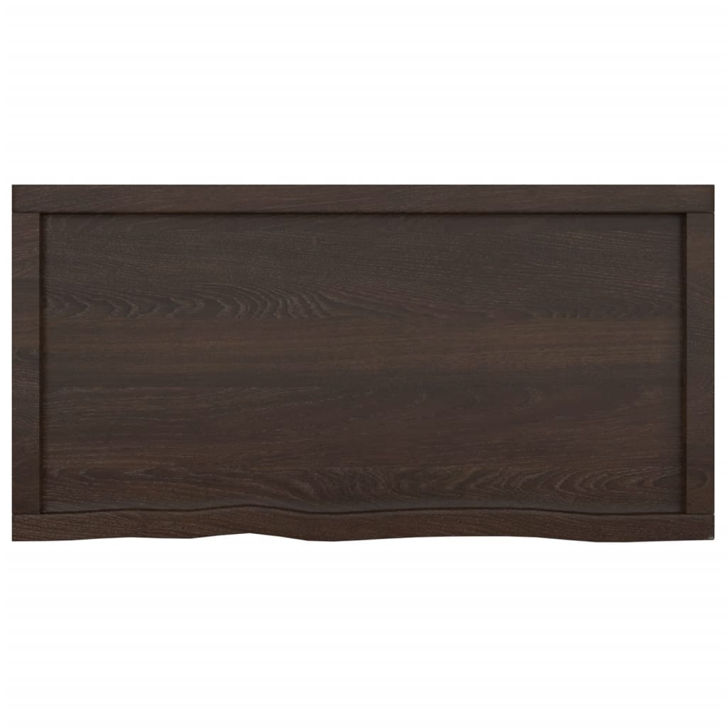 sötétbarna kezelt tömör fa fürdőszobai pult 100x50x(2-6) cm