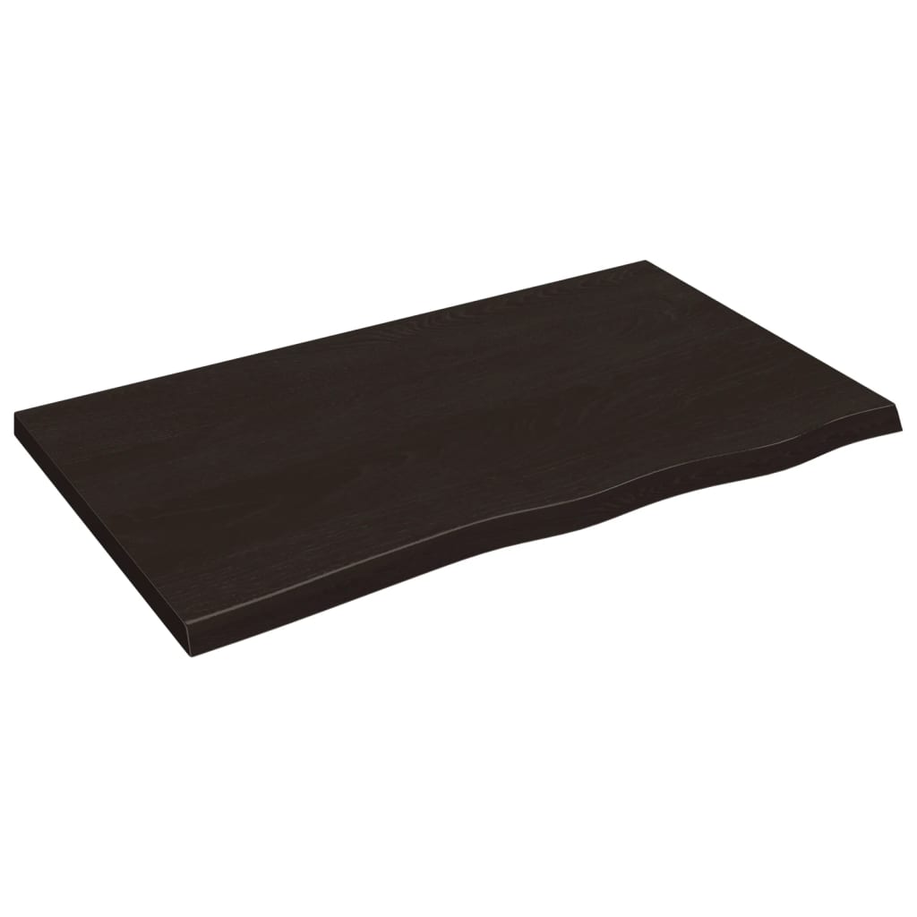 sötétbarna kezelt tömör fa fürdőszobai pult 100x60x(2-4) cm