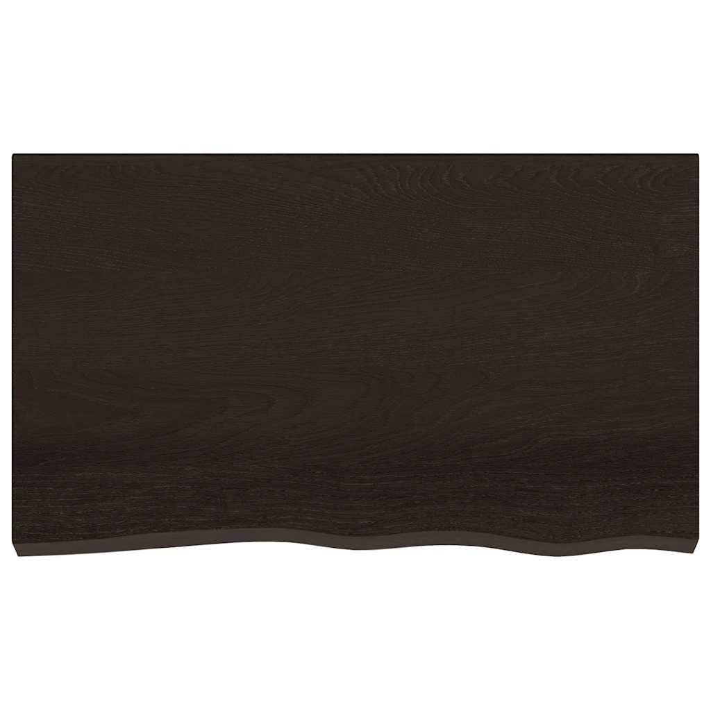 sötétbarna kezelt tömör fa fürdőszobai pult 100x60x(2-6) cm